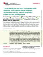 The blanking period after atrial fibrillation ablation : an European Heart Rhythm Association survey on contemporary definition and management